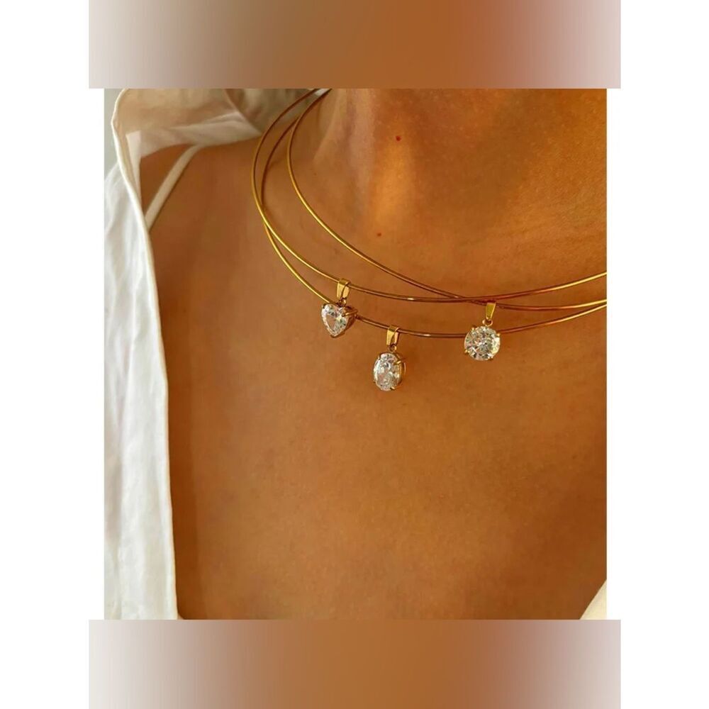 Gold Solitaire Pendant Necklace #2634